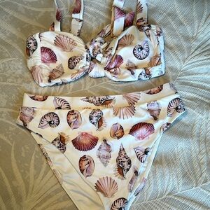 White seashell bikini with matching sarong, SHOW ME YOUR MUMU